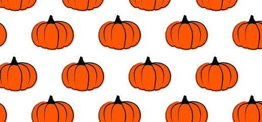 Cartoon drawing pumpkins for happy halloween party on 31 october fest. Pumpkin, pictogram. Flat vector sketch sign. Banner or card.