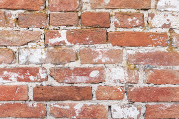 old red brick wall close-up, vintage background