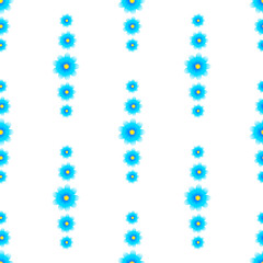 Vector seamless pattern with floral, repeating element. Pattern with a blue flower on a white background. Use in textiles, clothing, wallpaper, design, baby backgrounds, wrapping paper.