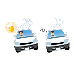 飲酒、居眠り運転をしているドライバー