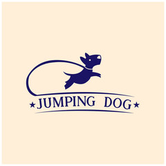 jumping dog design logo vector