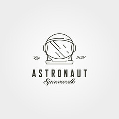 astronaut helmet head logo line art vector symbol illustration design