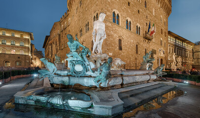  Neptunbrunnen Palazzio Vecchio Panorama Florenz Italien © Blickfang