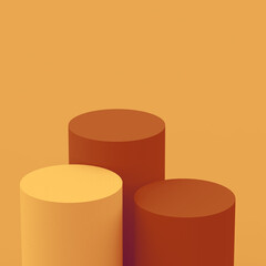Abstract 3d orange brown colors cylinder podium minimal studio background.