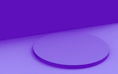 Abstract 3d purple violet color cylinder podium minimal studio background.