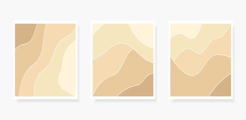 Paper cut Abstract art background 3d beige gold color beach sand,desert with barchan dunes.Template Sand texture with wavy lines pattern.Vector cover,flyer,textile print,banner, poster, card,wallpaper