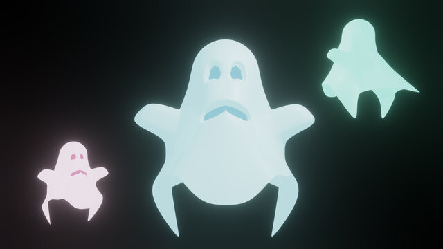 3d render of three ghosts