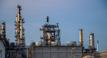 Oil and Gas Industrial zone,The equipment of oil refining,Close-up of industrial pipelines of an oil-refinery plant,Detail of oil pipeline with valves in large oil refinery.