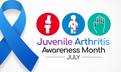 Juvenile Arthritis awareness month is observed every year in July. The most common symptoms of the disease are joint swelling, pain and stiffness, it is usually an autoimmune disorder. Vector art - obrazy, fototapety, plakaty