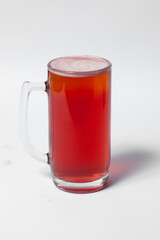 craft and colored beer set in mugs isolated