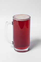craft and colored beer set in mugs isolated