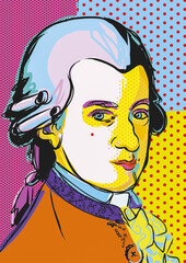  classic musician wolfgang Amadeus Mozart Portrait - obrazy, fototapety, plakaty