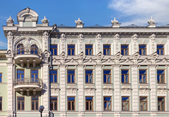 Fragment of the facade of a building in Kazan. Russia