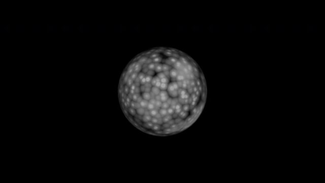 Pulsating planet imploding in a glaring energy ball with a huge detonation, animation motion grafic