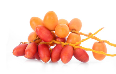 fresh Palm dates on the white background.