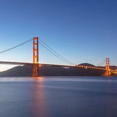The Golden Gate Bridge at dusk, San Francisco, California, USA.