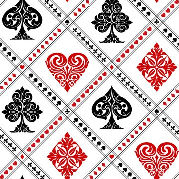 Playing cards suits seamless pattern