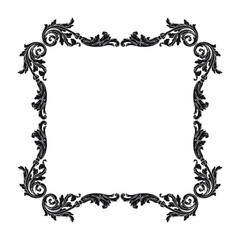 Vintage Baroque Victorian frame border floral ornament leaf scroll engraved retro flower pattern decorative design tattoo black and white Japanese filigree calligraphic vector heraldic swirl