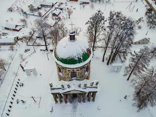 Church of the Exaltation and St. Joseph. Ukraine. Aerial view.