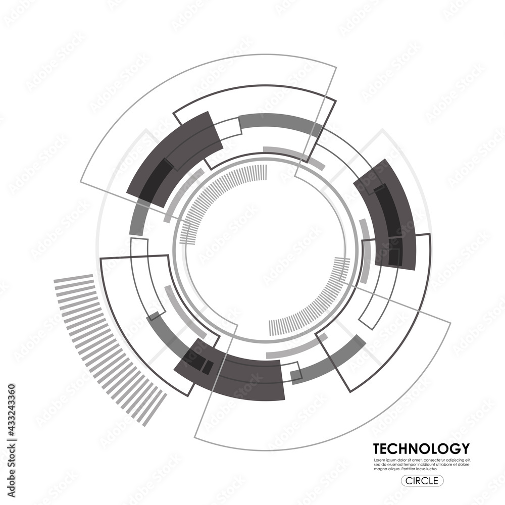 Wall mural abstract digital future technology circle background. interface and geometric design. vector illustr