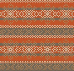 Brown Christmas Fair Isle Seamless Pattern Background