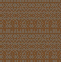 Brown Christmas Fair Isle Seamless Pattern Background