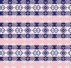 Pink Navy Christmas Fair Isle Seamless Pattern Background