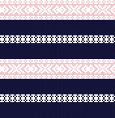 Pink Navy Christmas Fair Isle Seamless Pattern Background