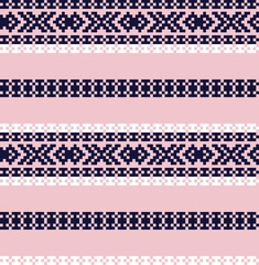 Pink Navy Christmas Fair Isle Seamless Pattern Background