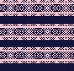 Pink Navy Christmas Fair Isle Seamless Pattern Background