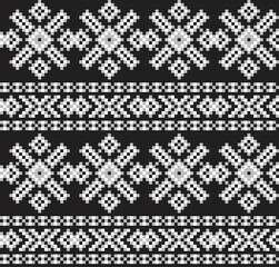 Black and White Christmas Fair Isle Seamless Pattern Background