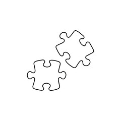 Puzzle icon. Drawing, isolated on white background. Two pieces of a puzzle.