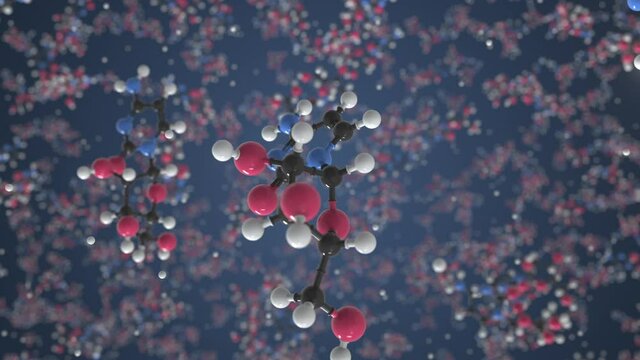 Cytarabine molecule. Molecular model. Looping seamless 3d animation