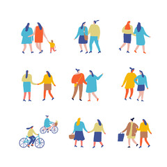 Naklejka premium Lgbt people, homosexual women couple flat vector illustration set isolated on white background