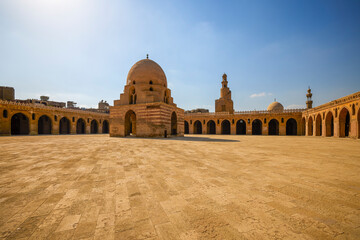 Cairo, Egypt - April 23, 2021: images with streets and architecture in Cairo, Year of the Crown-Virus Pandemic.