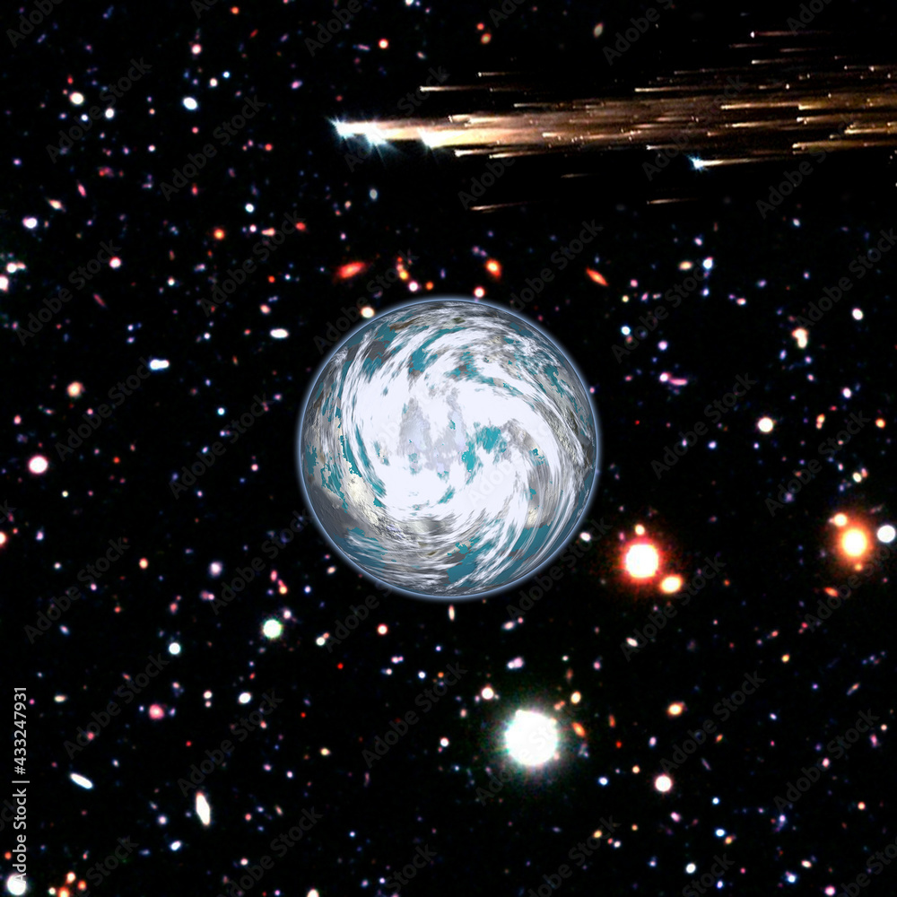 Canvas Prints comet over the earth. meteor rain. the elements of this image furnished by nasa.