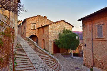 view of the old medieval village of Labro in the city of Rieti, Lazio, Italy