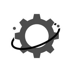 Fototapeta premium Illustration Vector Graphic of Gear Planet Logo. Perfect to use for Technology Company