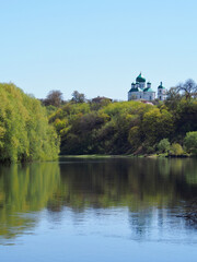 View of the main church of the city of Novgorod - Siversky from the Desna River