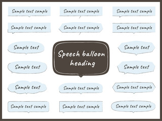 吹き出し、見出しのイラストセット（手描き風、細線、吹き出し背景付き）。