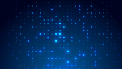 Naklejka na ściany i meble Dot white blue pattern screen led light gradient texture background. Abstract technology big data digital background. 3d rendering.
