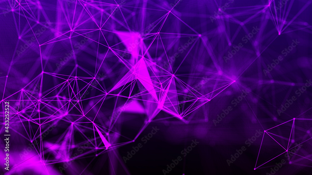 Poster Network connection system.Background with connection dots and lines. Big data vizualization. 3d rendering. 