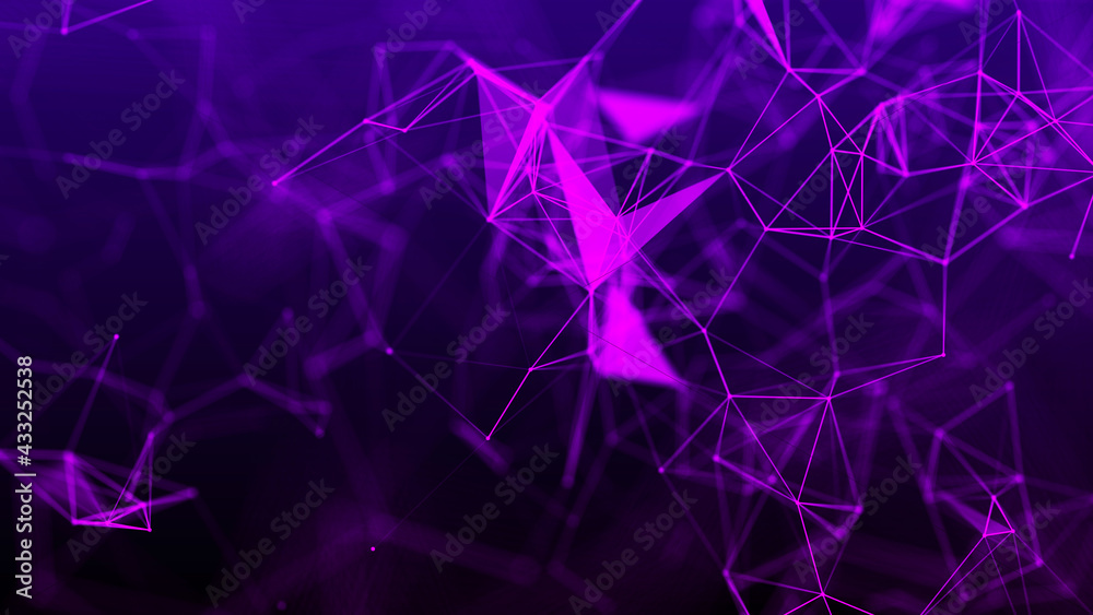 Poster Network connection system.Background with connection dots and lines. Big data vizualization. 3d rendering. 