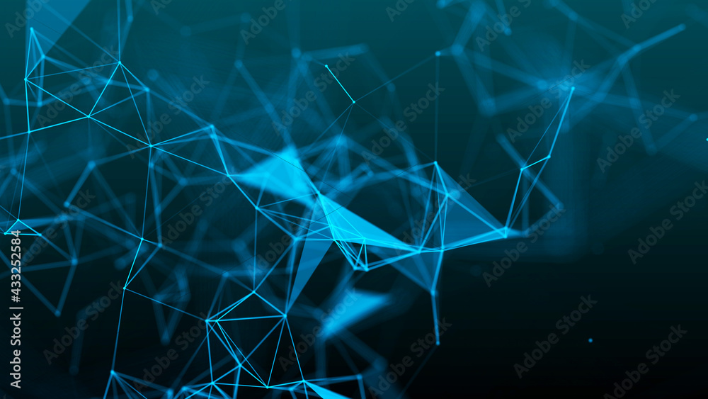 Poster Network connection system.Background with connection dots and lines. Big data vizualization. 3d rendering. 