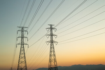 power lines in the evening