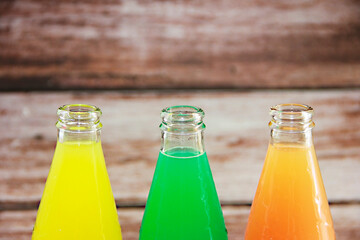 glass transparent bottle with soft drinks