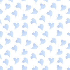 Seamless watercolor abstract pattern with blue hearts in polka dots style for textile and kids decor