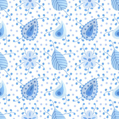 Seamless watercolor pattern in oriental style. Abstract paisley ornament for textile and decor