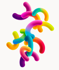 Obraz premium 3D colorful geometric shapes. Abstract composition of curves line.