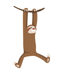 Lets hang out. Cute baby sloth hanging on the tree. Adorable cartoon animal illustration. illustration of lazy sloth